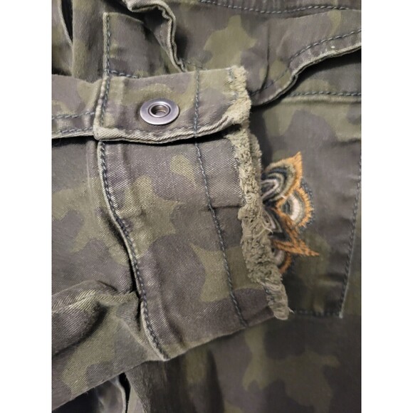 Vintage America Blues Camo Jean Jacket Women L Green Embroidered - Picture 7 of 10